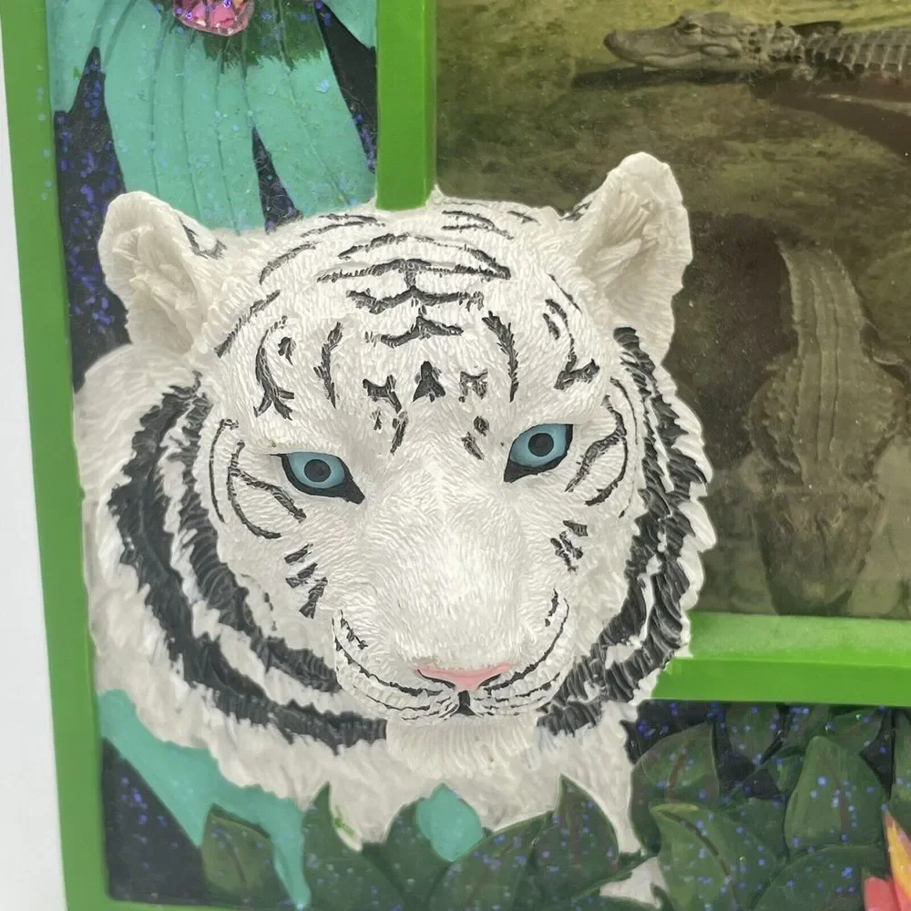 Vintage Busch Gardens Animals 4×6 Photo‎ Frame Tabletop White Tiger HTF
